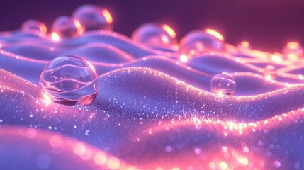 Wall Mural -  a group of glass balls sitting on top of a purple surface with a lot of bubbles in the middle of the picture and a lot of bubbles in the middle of the picture.