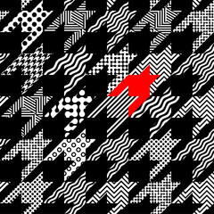 Aufkleber - Abstract seamless pattern. Patchwork hounds-tooth pattern. Vector illustration