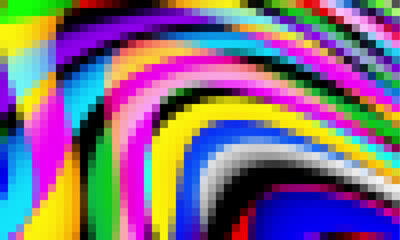 Poster - Trippy psychedelic colorful neon geometric shapes abstract background, Pixelated vector pattern