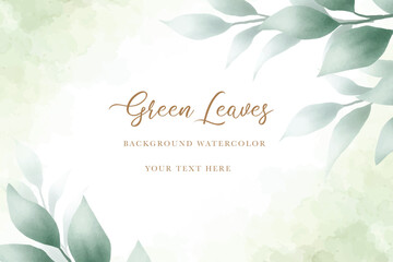 Wall Mural - Beautiful watercolor  green leaves background 