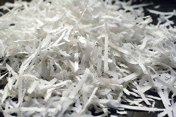 Poster - Shredded paper on a cutting board. Suitable for various craft projects and creative presentations