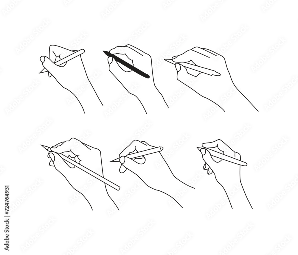 Vector continuous line drawing of hand holding pen Stock Vector | Adobe ...