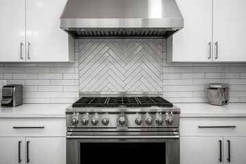 Wall Mural - A stove top oven sitting inside of a kitchen. Perfect for cooking and baking in small spaces