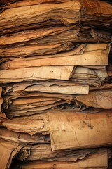 Poster - A pile of old papers stacked on top of each other. Can be used for historical research or vintage backgrounds