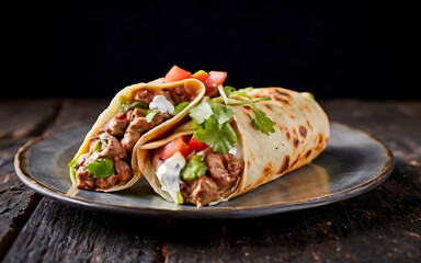 Wall Mural - Capture the essence of Carne Asada Burrito in a mouthwatering food photography shot