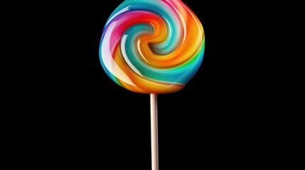 Aufkleber - Colorful lollipop on a stick against a black background. Perfect for sweet treats and candy-themed designs