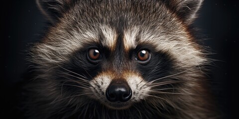 Poster - A close-up shot of a raccoon looking directly at the camera. Perfect for animal lovers and wildlife enthusiasts.