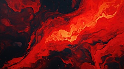 Poster - A detailed view of a painting with red and black colors. Suitable for modern art enthusiasts or interior design projects