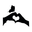 Hands making  heart symbol icon. vector illustration. butterfly icon.