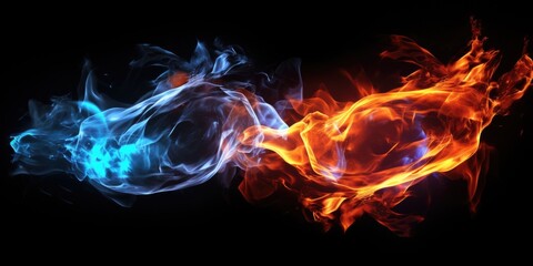 Poster - Two different colored smokes on a black background. Suitable for various creative projects