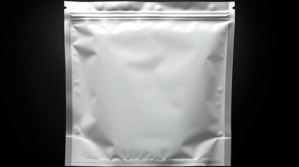 Aufkleber - A silver foil bag is pictured on a black background. This image can be used for various purposes