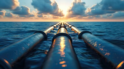 Aufkleber - Offshore Industry oil and gas production petroleum pipeline. Generative AI.