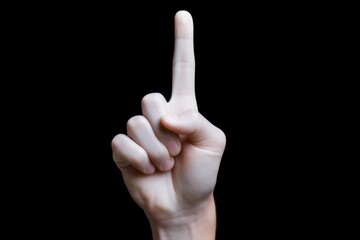 Aufkleber - A person holding their finger up in the air. Suitable for illustrating concepts such as direction, approval, or attention