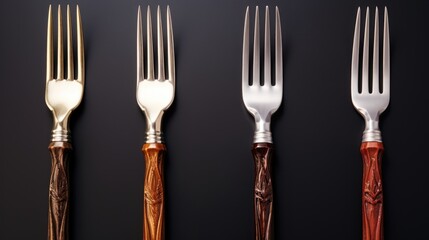 Aufkleber - A simple and elegant table setting with four forks and a knife. Perfect for restaurant menus or home decor inspiration