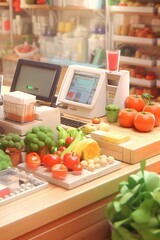 Aufkleber - A variety of vegetables displayed on a counter. Perfect for food and cooking-related projects