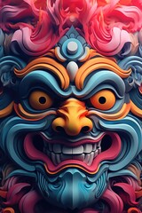 Poster - A close-up view of a statue's face. This image can be used for various purposes