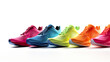 Sport shoes with vibrant colors isolated on a white background