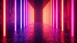 3d rendering, abstract neon background. Modern wallpaper with glowing vertical lines 