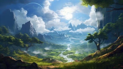 Wall Mural - A beautiful RPG world to which you want to move and admire its beauty and breathtaking views game art