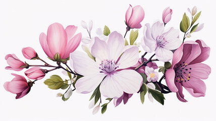 Wall Mural - Watercolor springtime flower isolated on a white background