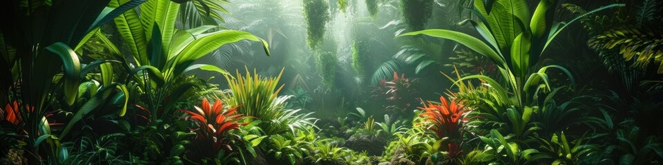 Wall Mural - Virtual rainforest emerges in a lush digital jungle