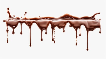 Poster - Melted chocolate flowing down a white background. Perfect for food and dessert concepts