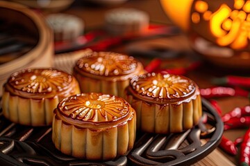 Traditional Chinese mooncakes are served for the mid-autumn festival