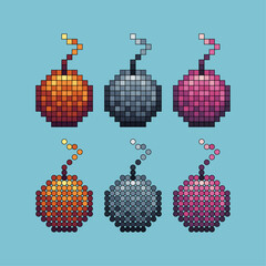 Poster - Pixel art stroke sets icon of bomb variation color. Bomb game icon on pixelated style. 8bits perfect for game asset or design asset element for your game design. Simple pixel art icon asset.
