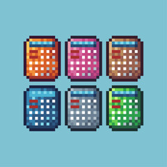 Poster - Pixel art sets icon of calculator variation color.Calculator icon on pixelated style. 8bits perfect for game asset or design asset element for your game design. Simple pixel art icon asset.
