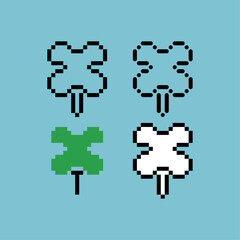 Poster - Pixel art outline sets icon of clover variation color.Clover leaf icon on pixelated style. 8bits perfect for game asset or design asset element for your game design. Simple pixel art icon asset.
