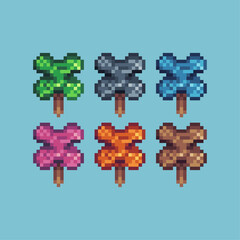 Poster - Pixel art sets icon of clover variation color.Clover leaf icon on pixelated style. 8bits perfect for game asset or design asset element for your game design. Simple pixel art icon asset.
