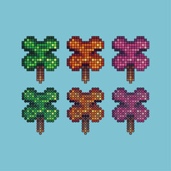 Poster - Pixel art stroke sets icon of clover variation color.Clover leaf icon on pixelated style. 8bits perfect for game asset or design asset element for your game design. Simple pixel art icon asset.
