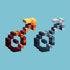 Poster - Isometric Pixel art 3d of male gender sign icon for items asset. Male icon on pixelated style.8bits perfect for game asset or design asset element for your game design asset.
