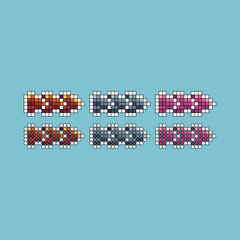 Poster - Pixel art stroke sets icon of skip forward variation color. Skip button icon on pixelated style. 8bits perfect for game asset or design asset element for your game design. Simple pixel art icon asset.