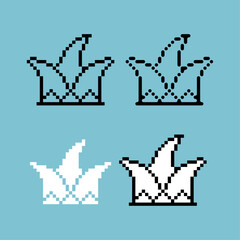 Poster - Pixel art outline sets icon of jester hat variation color. Clown hat icon on pixelated style. 8bits perfect for game asset or design asset element for your game design. Simple pixel art icon asset.
