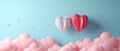 happy valentine day in the sky with paper, in the style of light pink and sky-blue, modern and sleek, animated gifs, simple designs, soft-edged, sky-blue, lovely