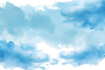 Wall Mural -  watercolor blue sky background. watercolor background with clouds