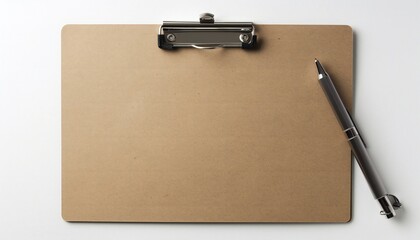 Blank clipboard and pencil isolated on white.