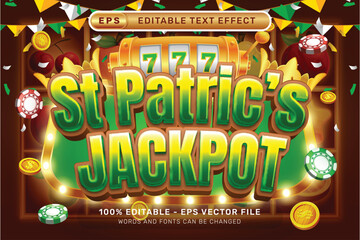 Poster - st patrick's jackpot 3d text effect and editable text effect whit spin and st patrick's day element