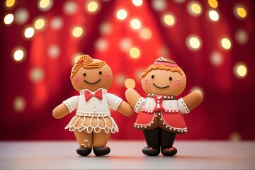 Canvas Print - pair of gingerbread characters mimicking ballroom dance