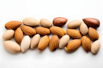 Almonds on a white background