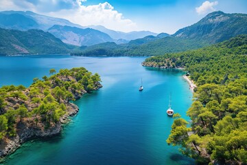 Sticker - Aerial view of Sarsala Bay in Dalaman - Gocek, Turkiye 