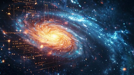 Wall Mural - amazing spiral galaxy with signs