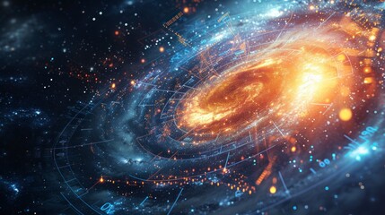 amazing spiral galaxy with signs and equations