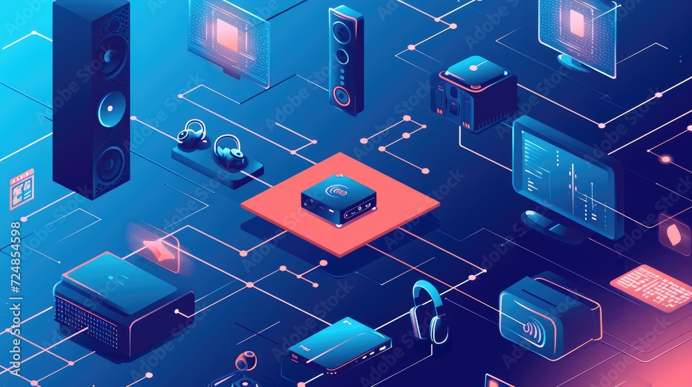 Image showcasing An infographic exploring the integration of IoT in home entertainment ...