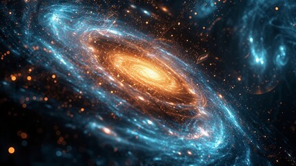 Wall Mural - amazing spiral galaxy with physical and mathematical signs and equations in high resolution