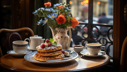 Canvas Print - Freshness and sweetness on a rustic wooden table generated by AI