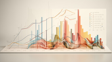 Fototapete - Graphs Charts in white page , Ai generated image