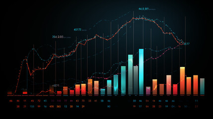 Fototapete - Graphs Charts in white page , Ai generated image