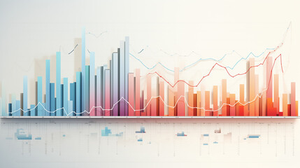 Fototapete - Graphs Charts in white page , Ai generated image